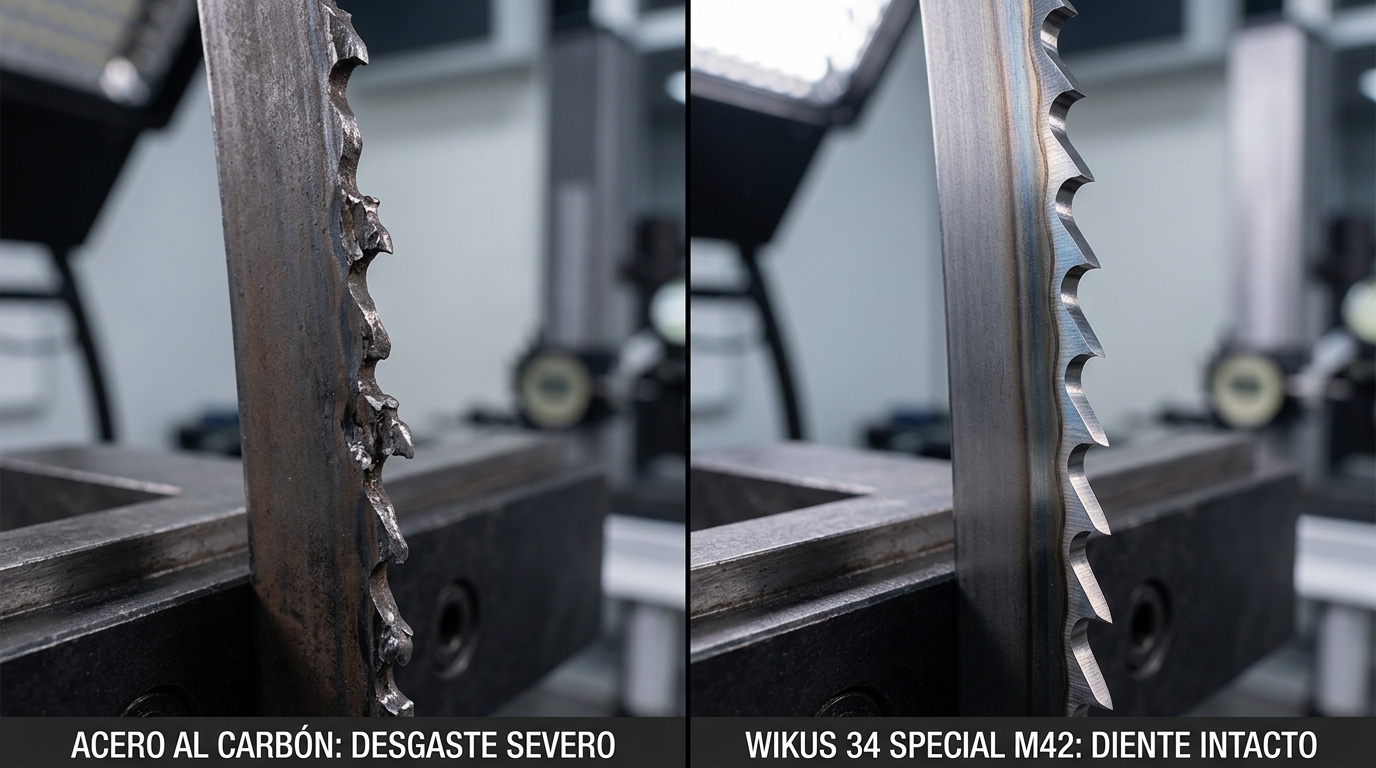 Comparativa microscópica de dientes: Acero al Carbón vs WIKUS 34 SPECIAL M42